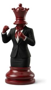 Download this Presentation Clipart featuring a red queen symbolizing strategy and readiness in business.