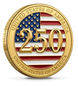 Download this Presentation Clipart celebrating America's 250th anniversary with a commemorative coin design.