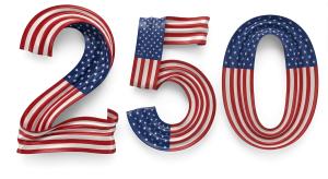 Download this Presentation Clipart celebrating America's 250th anniversary with a flag-themed design.