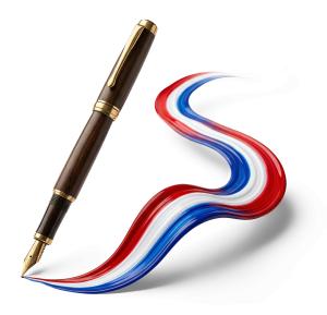Download this Presentation Clipart featuring a fountain pen and patriotic colors for your historical presentations.