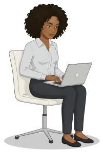 Download this Presentation Clipart featuring a professional woman working on a laptop.