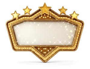 Download this Presentation Clipart featuring a golden marquee sign perfect for events and announcements.