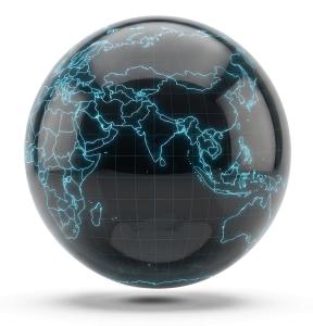 Download this Presentation Clipart showcasing a digital globe representing global operations in the APAC region.