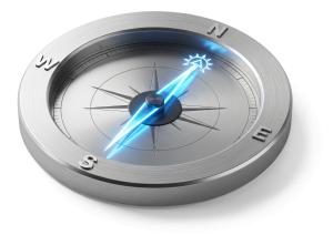 Download this Presentation Clipart featuring a compass symbolizing corporate strategy and direction.