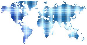 Download this Presentation Clipart of a modern blue dot matrix world map.