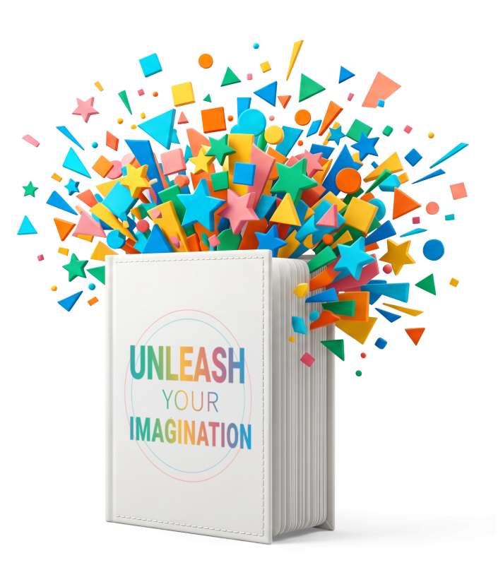 This Presentation Clipart shows a preview of Imagination Book Clipart Design - Customizable