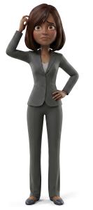 Download this Confused Businesswoman Clipart in PNG format, perfect for illustrating uncertainty in corporate presentations.