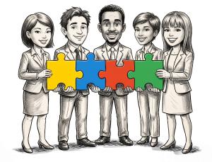 Download this teamwork clipart in PNG format to enhance your presentations with a professional touch.