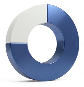 Download this 3D circle chart clipart in PNG format to represent a 75 percent majority share and fiscal progress in your presentations.