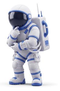 Astronaut Contemplating PowerPoint clipart graphic preview.