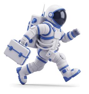 Astronaut Running With Breifcase PowerPoint clipart graphic preview.