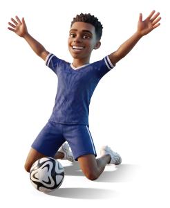 Soccer Player Celebration PowerPoint clipart graphic preview.