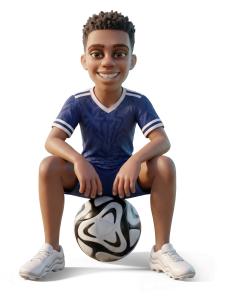 Soccer Player Resting On Ball PowerPoint clipart graphic preview.