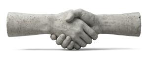 Concrete Handshake PowerPoint clipart graphic preview.