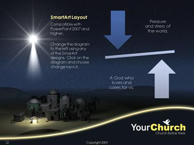 A standard definition presentation slide from A Christmas in Bethlehem PowerPoint Theme preview four.