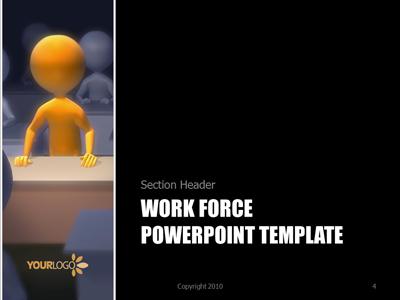 A standard definition presentation slide from Work Force preview four.