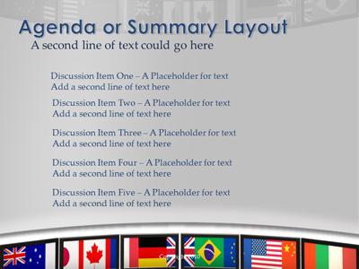 A standard definition presentation slide from World Screen Flags preview four.