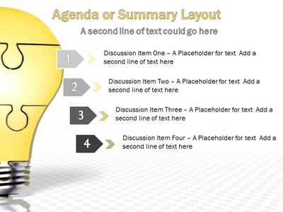 A standard definition presentation slide from Puzzle Piece Light Bulb Assemble preview four.