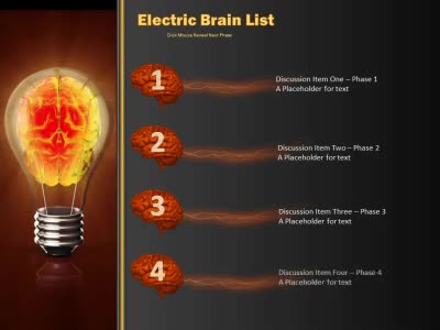 A standard definition presentation slide from Electric Brain In Lightbulb preview four.