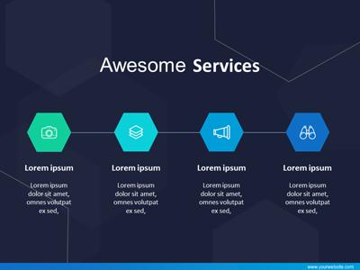 A standard definition presentation slide from Blue Hexagons preview four.