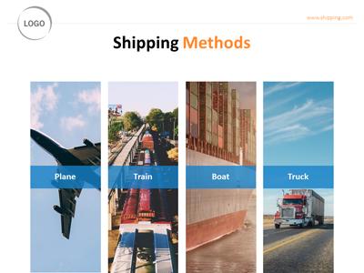 A standard definition presentation slide from Shipping Methods preview four.
