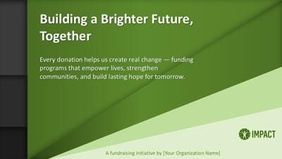 A widescreen presentation slide from fundraising-pid-34877 preview one.
