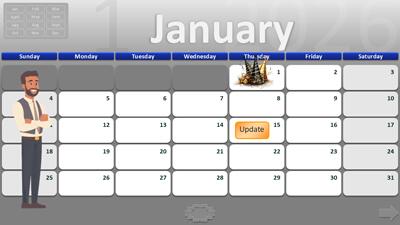 A widescreen presentation slide from 2026 Interactive Calendar PowerPoint Template preview two.