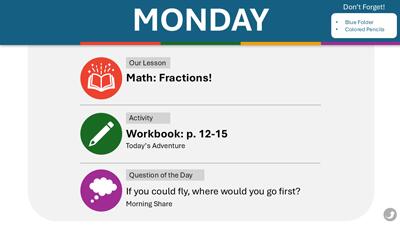 A widescreen presentation slide from Interactive Weekly Planner PowerPoint Template for Elementary Teachers preview two.