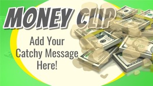 This custom SlideClip video shows a money stack exploding in with your title and message.