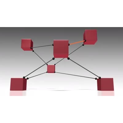 A network of connected boxes lighting up in a pattern. 