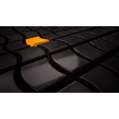 A video featuring a platform of blocks with one glowing orange block that flows by the camera.