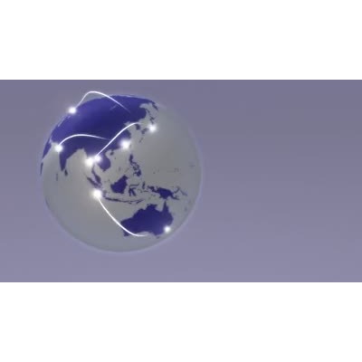 Packets of data fly around the earth in this global network concept video background.