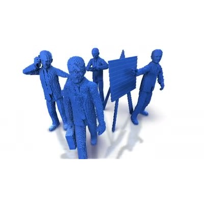 Building blocks come together to assemble standard business poses in this concept of building business.