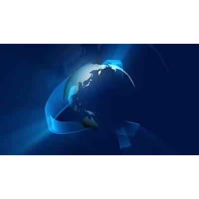 Animated rays of light flowing around revolving earth.