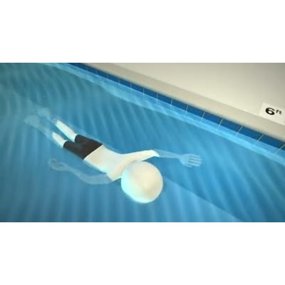 An swimmer stick figure swimming in a pool.