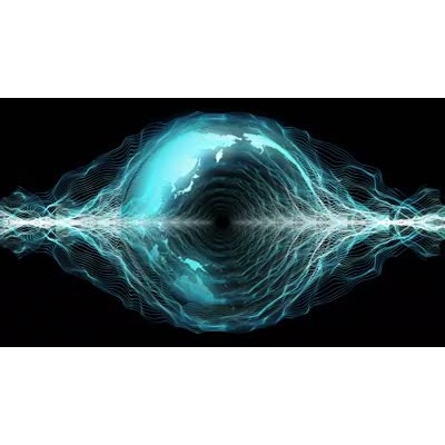 A stylized globe rotates with waves of energy expanding from each side in this animated video background.