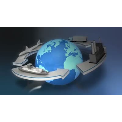 This video shows an earth with four arrows revolving around it, each arrow has a different logistic element on it.