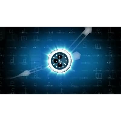 An animated background of a watch moving fast over an abstract digital background.
