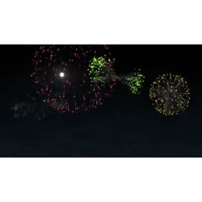 An aerial fireworks show seamlessly loops over six seconds.  Perfect for New Years Parties, 4th of July, or other celebrations.