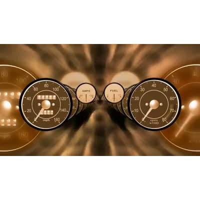 gauges change infront of a speeding background