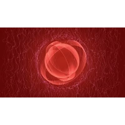 A video with circles rotating in front of a red background