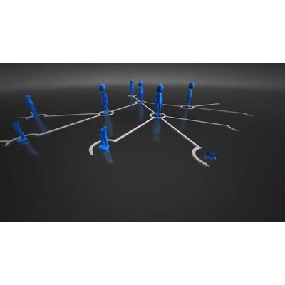 One stick figure grows into a hierarchy of many people. This video can represent a social network.