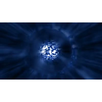 In this video a blue orb is deforming and changing shapes and colors