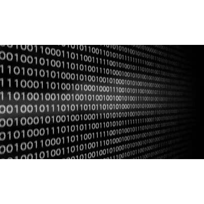 A hacker steals someone&#039;s password from the lines of binary code.