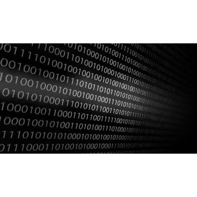 A string of one and zeros scrolls up the screen.