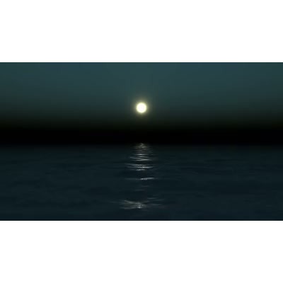 The moon shining off the ocean. 