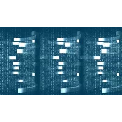 Binary code shown rotating around.