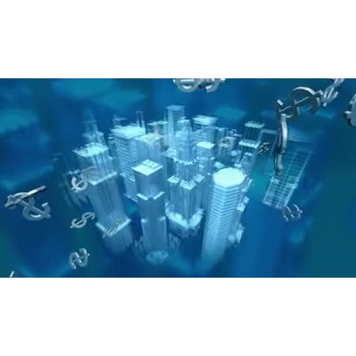 Money is shown flying out of a city.