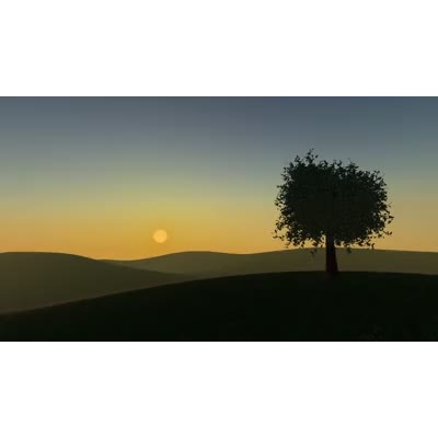 A time-lapse of a tree on a hill over a day and night.