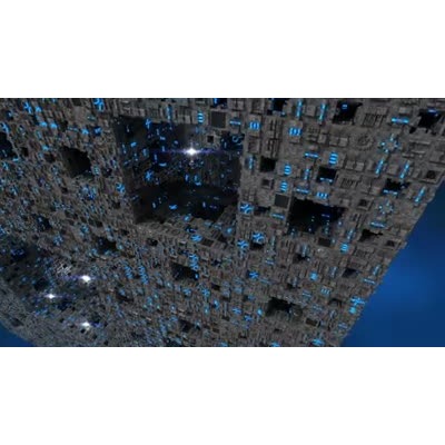 A camera passes through a sci-fi looking device covered in complex components.